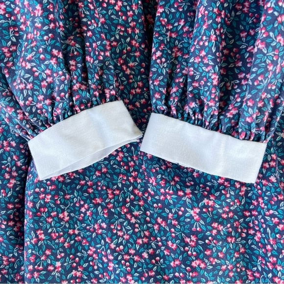 Vtg Polly Flinders Floral Long Sleeve Dress Rosette Smocking Eyelet Lace Sash 3T - Picture 8 of 13
